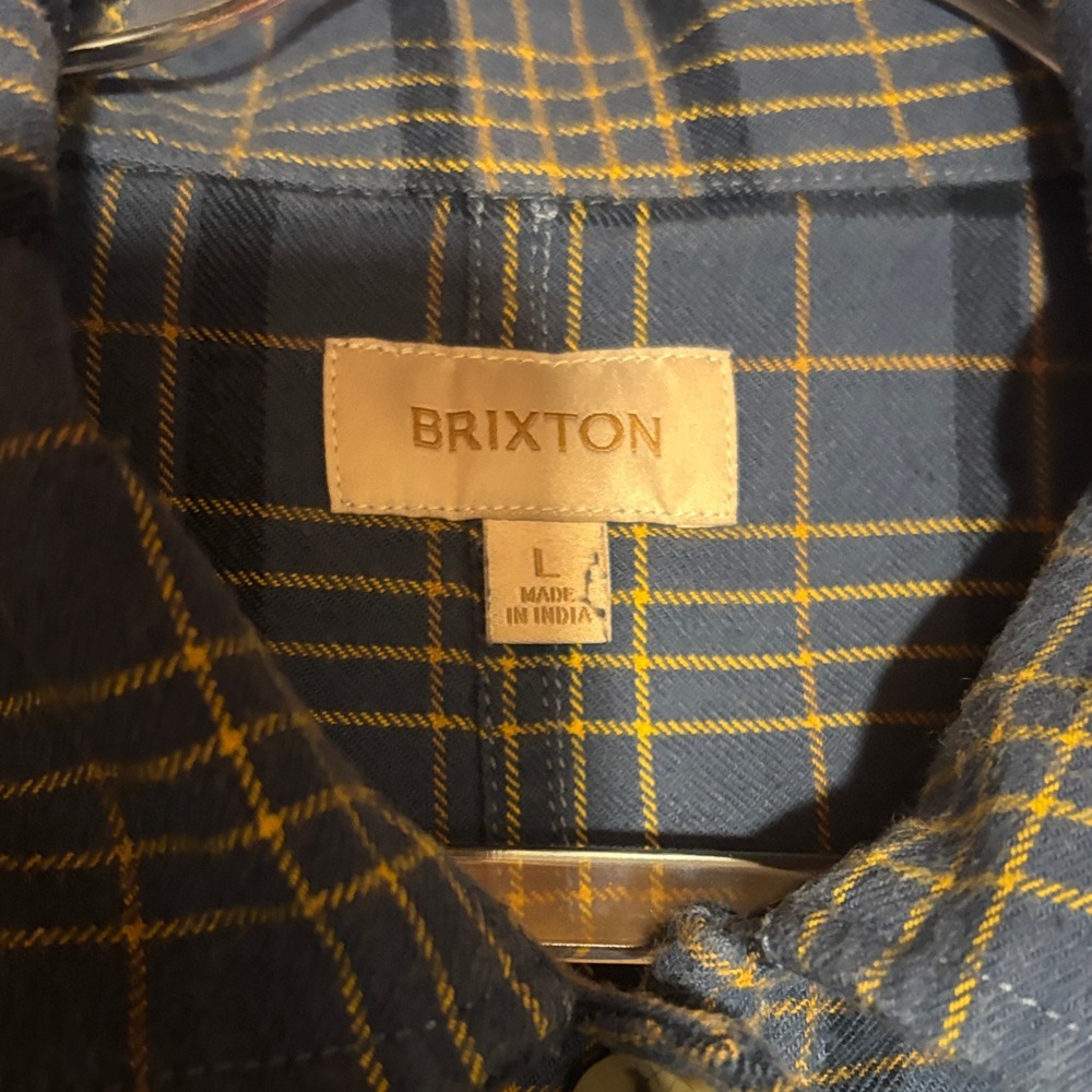 Brixton Navy and Mustard Checkered Shirt